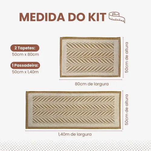 Tapetes E Passadeira 3 Peças Em Tear Para Cozinha Axia Luxo