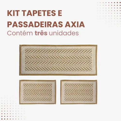Tapetes E Passadeira 3 Peças Em Tear Para Cozinha Axia Luxo