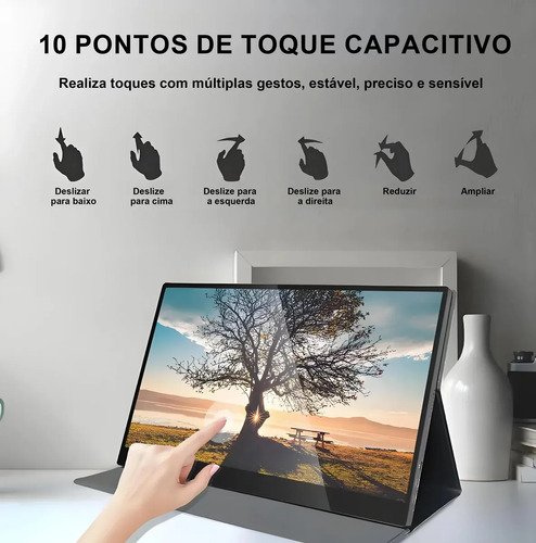 Tatiana monitor portatil,monitor pc,monitor portatil touch Monitor Portatil 15.6 " - Preto