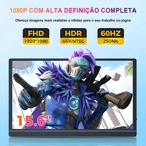 Tatiana monitor portatil,monitor pc,monitor portatil touch Monitor Portatil 15.6 " - Preto