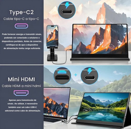 Tatiana monitor portatil,monitor pc,monitor portatil touch Monitor Portatil 15.6 " - Preto