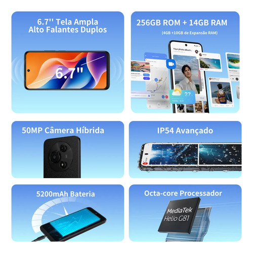 Tcl Smartphone 605 4g, Octa Core, 256gb 14gb Ram (4+10), 6.7 Hd+ 90hz, Nfc, Dual Sim, 50mp
