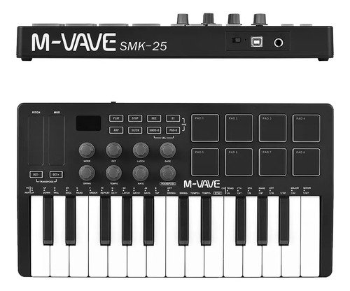 Teclado controlador midi m vave smk 25 25 teclas 8 pads blue