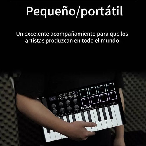 Teclado Controlador MIDI M-Vave SMK-25 25 Teclas 8 Pads Bluetooth