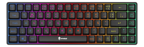 Teclado gamer evolut fay eg211 60 backlight luz rainbow rgb