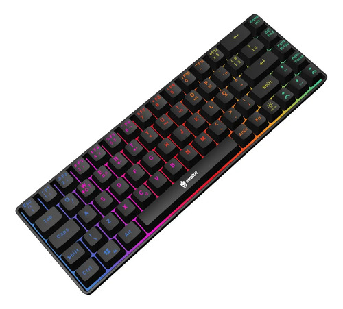 Teclado Gamer Evolut Fay Eg211 60% Backlight Luz Rainbow Rgb Cor Preto Idioma Português Brasil