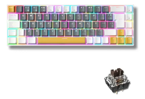 Teclado mecanico 60 abnt2 rgb hotswap usb c n key rollover