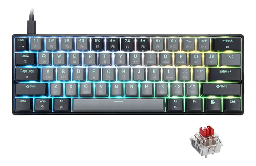Teclado mecanico gamer 60 com hotswap rgb e switches vermelh