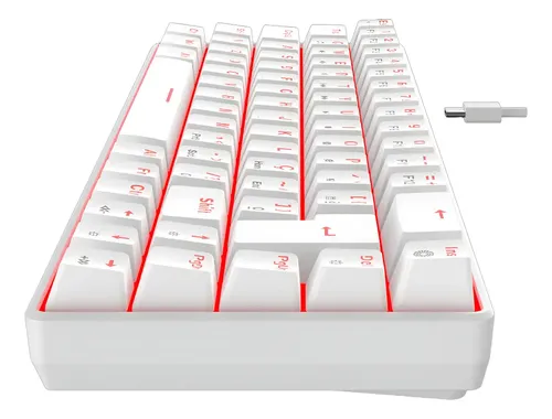 Teclado Mecânico Gamer Hyrax Thunder Pro 65%, Led Red, Huano
