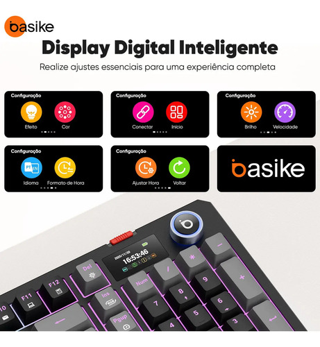 Teclado Mecânico Sem Fio Com Tela, Tri-Mode Bt5.0/2.4 G/Usb-C, Rgb Teclado Gamer Com Personalizável E Anti Ghosting, Teclado Switch Vermelho Wireless Para Jogos/Pc/Mac/Linux