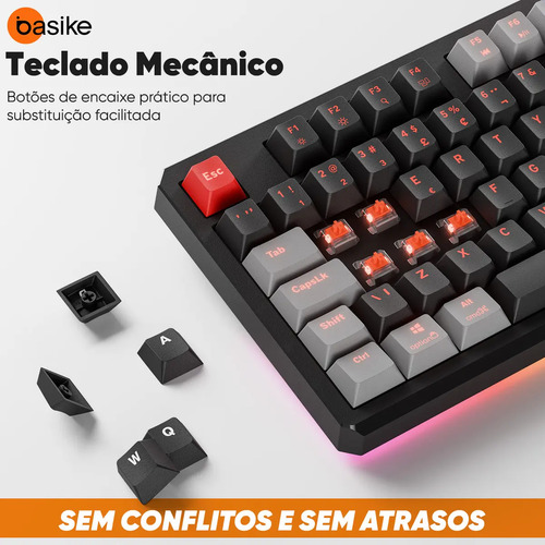 Teclado Mecânico Sem Fio Com Tela, Tri-Mode Bt5.0/2.4 G/Usb-C, Rgb Teclado Gamer Com Personalizável E Anti Ghosting, Teclado Switch Vermelho Wireless Para Jogos/Pc/Mac/Linux