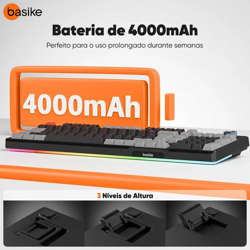 Teclado Mecânico Sem Fio Com Tela, Tri-Mode Bt5.0/2.4 G/Usb-C, Rgb Teclado Gamer Com Personalizável E Anti Ghosting, Teclado Switch Vermelho Wireless Para Jogos/Pc/Mac/Linux