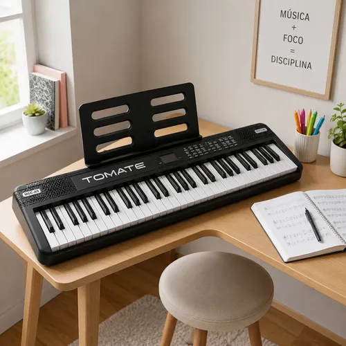 Teclado Musical Dobrável Piano Digital Portátil 61 Teclas
