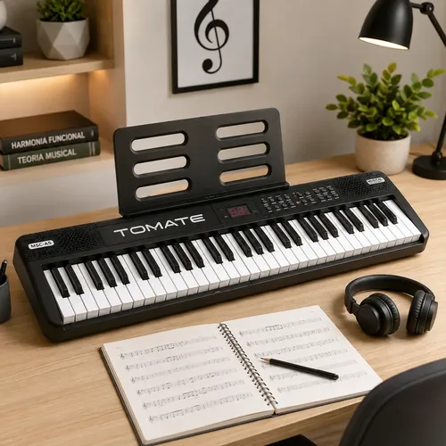 Teclado Musical Dobrável Piano Digital Portátil 61 Teclas
