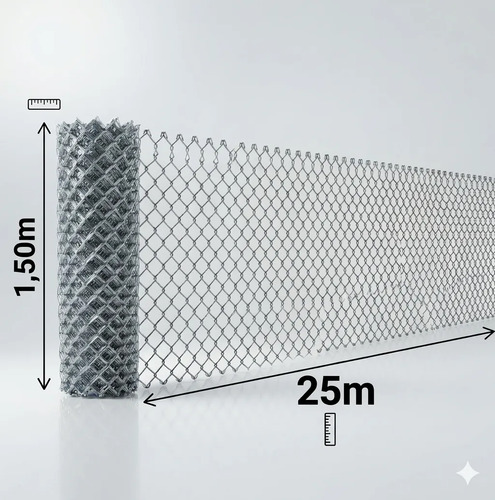 Tela Alambrado 1,50 Altura X 25 Metros Malha 7 Cm Fio 14