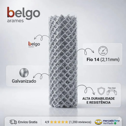Tela Alambrado 1,50 Altura X 25 Metros Malha 7 Cm Fio 14