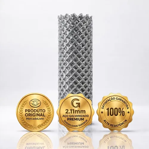 Tela Alambrado 1,80 X 25 Metros Fio 14 Galvanizado Malha 7cm