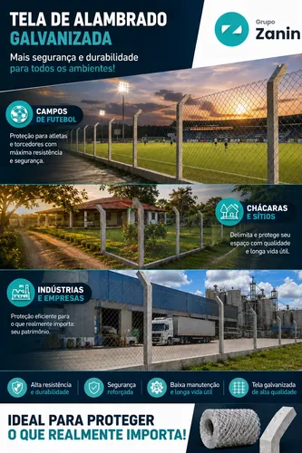 Tela Alambrado Malha 8 Fio 14 1,50 X 25 Metros Galvanizada