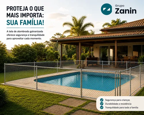 Tela Alambrado Malha 8 Fio 14 1,50 X 25 Metros Galvanizada