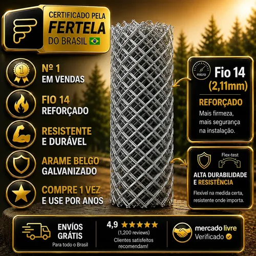 Tela De Alambrado 1,00 X 25 Fio 14 Promoção Limitada Malha 8