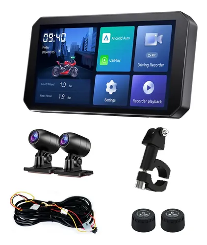 Tela de motocicleta ottocast carplayandroid auto com camera