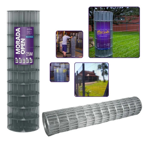 Tela soldada morada leve fio 230mm 65x15 rolo 25m x 180