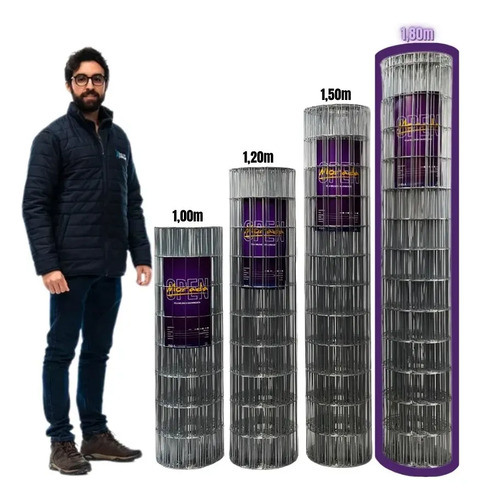 Tela Soldada Morada Leve Fio 2,30mm 6,5x15 Rolo 25m X 1,80