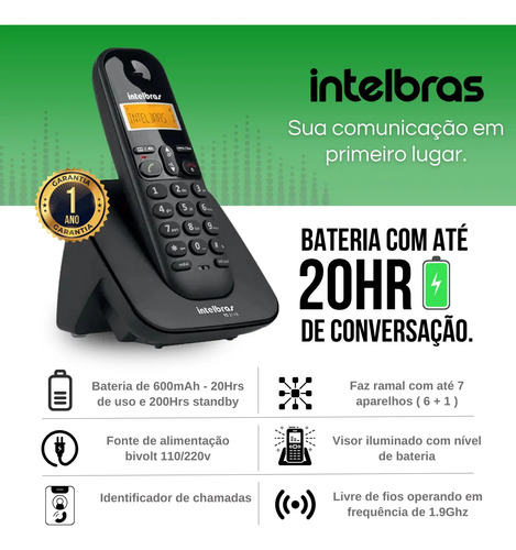 Telefone Sem Fio Intelbras Ts 3110 Identifica Chamada Nfe