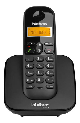 Telefone sem fio intelbras ts 3110 preto visor luminoso com
