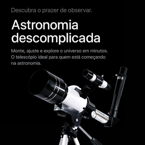 Telescópio Refrator F30070m 70mm Apertura 300mm Tripé Profissional Para Céu Noturno Lua Planetas Nebulosas Ideal Iniciantes Astronomia Óptica Multiplada Observação Espacial Brilhante Suporte Celular