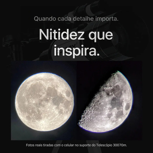 Telescópio Refrator F30070m 70mm Apertura 300mm Tripé Profissional Para Céu Noturno Lua Planetas Nebulosas Ideal Iniciantes Astronomia Óptica Multiplada Observação Espacial Brilhante Suporte Celular