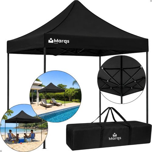 Tenda gazebo dobravel marqs home preta 3x3m com protecao uv