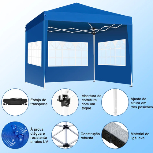 Tenda Gazebo Dobrável Sanfonada Com Parede Lateral 3x3m
