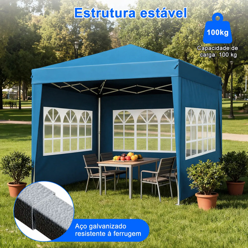 Tenda Gazebo Dobrável Sanfonada Com Parede Lateral 3x3m