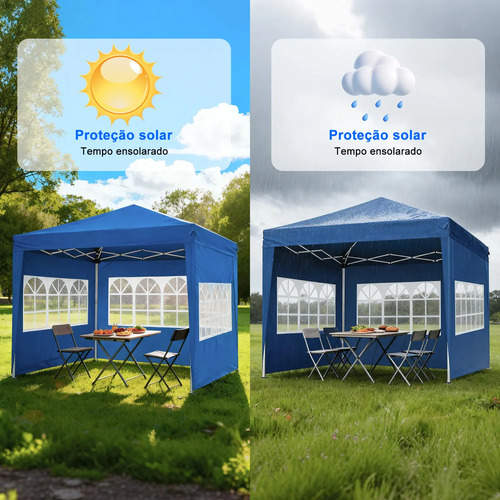 Tenda Gazebo Dobrável Sanfonada Com Parede Lateral 3x3m