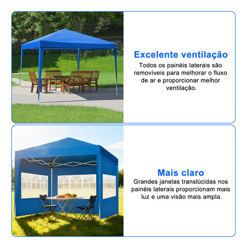 Tenda Gazebo Dobrável Sanfonada Com Parede Lateral 3x3m