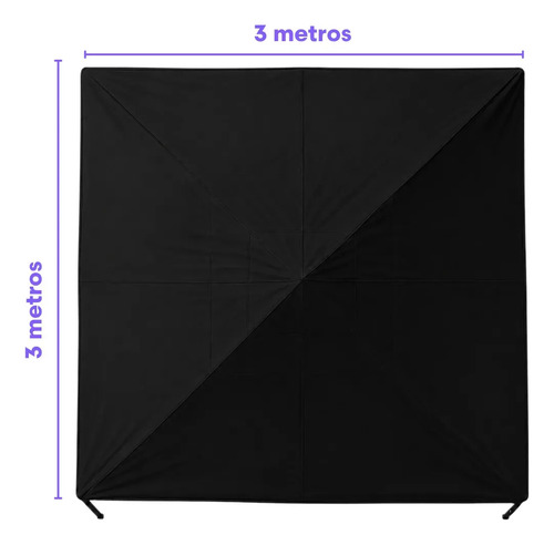 Tenda Gazebo Sanfonada Articulada Desmontável 3x3 Metros Marqs Home Impermeável Estrutura Aço Leve E Reforçada Proteção Solar Uv Chuva Vento Barraca Camping Praia Eventos Feira Carro Preto