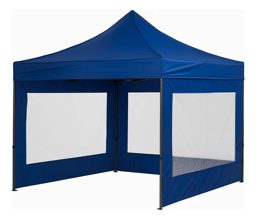 Tenda Gazebo Sanfonada Azul 3x3 Parede Lateral Com Bolsa
