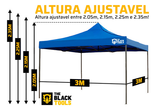 Tenda Sanfonada Proteção Uv 3x3m Gazebo Ajustável C/ Bolsa