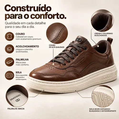 Tenis Democrata Jake Sapatenis Sneakers Casual 100% Couro