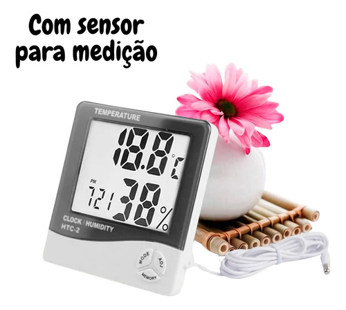 Termo Higrômetro Digital HTC-2 Com Sensor Externo Interno Medidor De Temperatura Umidade Ar