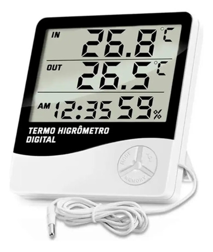Termo Higrômetro Digital HTC-2 Com Sensor Externo Interno Medidor De Temperatura Umidade Ar