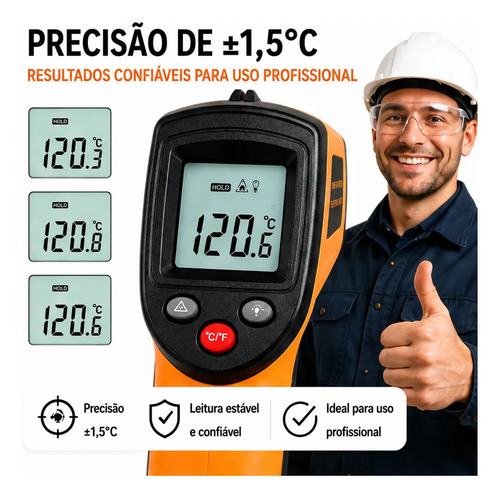 Termômetro Culinário Laser Infravermelho Para Fritura e Assados até 400°C - Marca Blackone