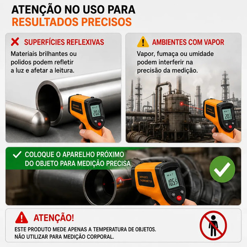 Termômetro Culinário Laser Infravermelho Para Fritura e Assados até 400°C - Marca Blackone