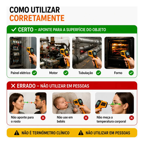 Termômetro Culinário Laser Infravermelho Para Fritura e Assados até 400°C - Marca Blackone