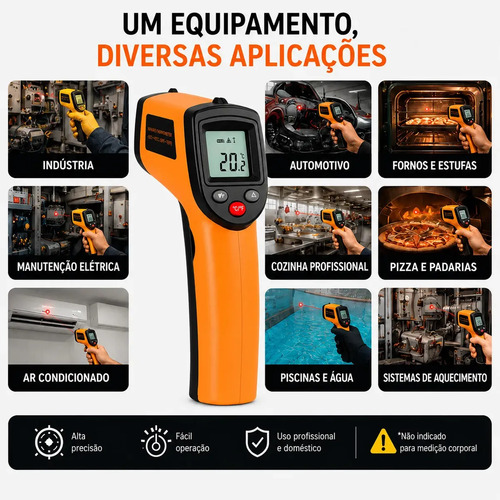 Termômetro Culinário Laser Infravermelho Para Fritura e Assados até 400°C - Marca Blackone