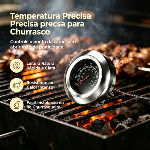 Termômetro Espeto Culinário Para Grill Churrasqueira E Forno