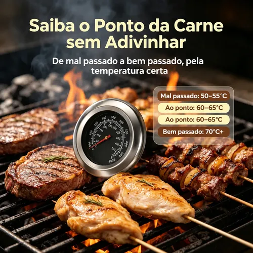 Termômetro Espeto Culinário Para Grill Churrasqueira E Forno