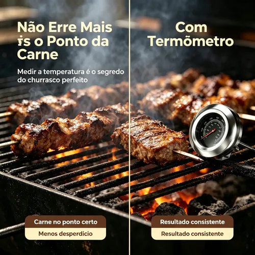 Termômetro Espeto Culinário Para Grill Churrasqueira E Forno