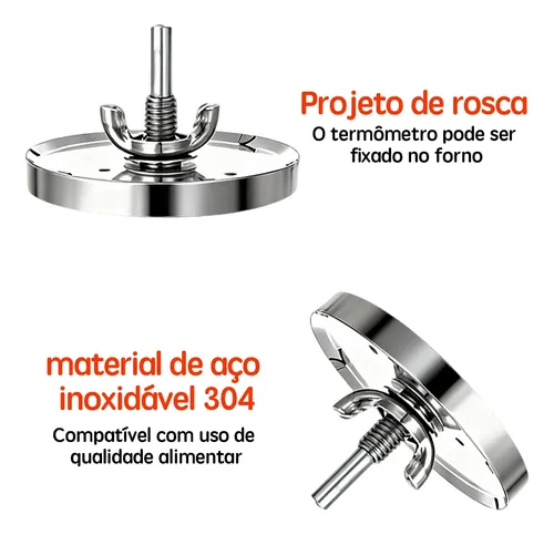 Termômetro Espeto Culinário Para Grill Churrasqueira E Forno